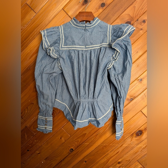 Ulla Johnson Chambray Ester Blouse Size 2 - Picture 3 of 5
